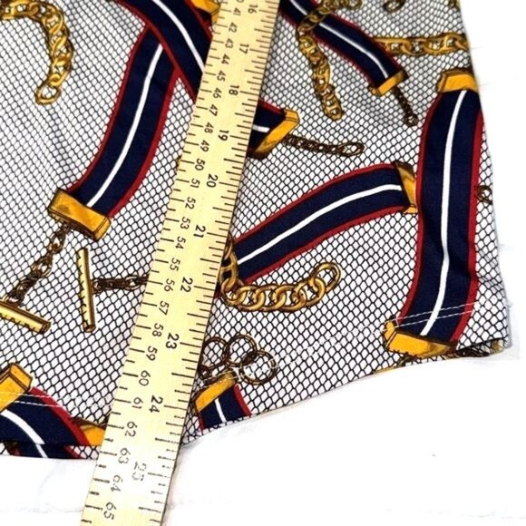 D.N.A Couture Womens 1X Chain & Stripe Print Blouse With Button Accents Long Sle - Picture 9 of 10